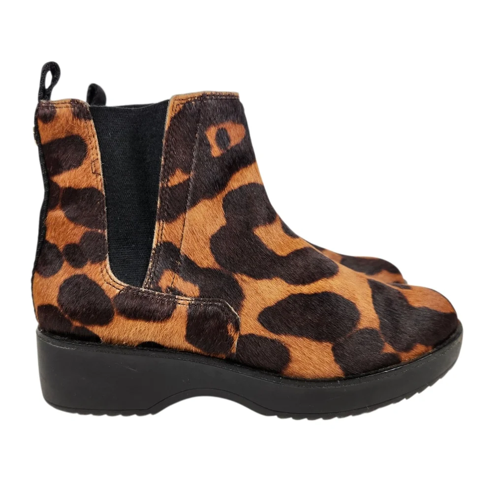 Louise et Cie Zareb Calf Hair Leather Cheetah Leopard Ankle Bootie Womens Size 7